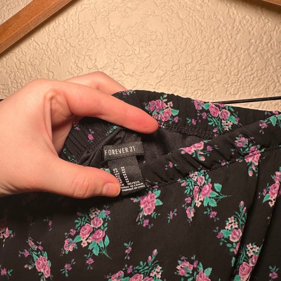 Forever 21 Size M Strapless Maxi Dress Black Floral Summer Bohemian Dark Romance - Picture 3 of 7